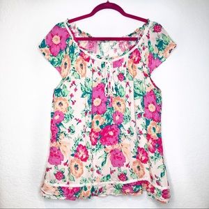 Anthropologie Eloise Floral Lace Top Pink size M💕